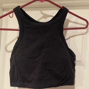 Lululemon high neck, black ribbed sports bra/crop size 12